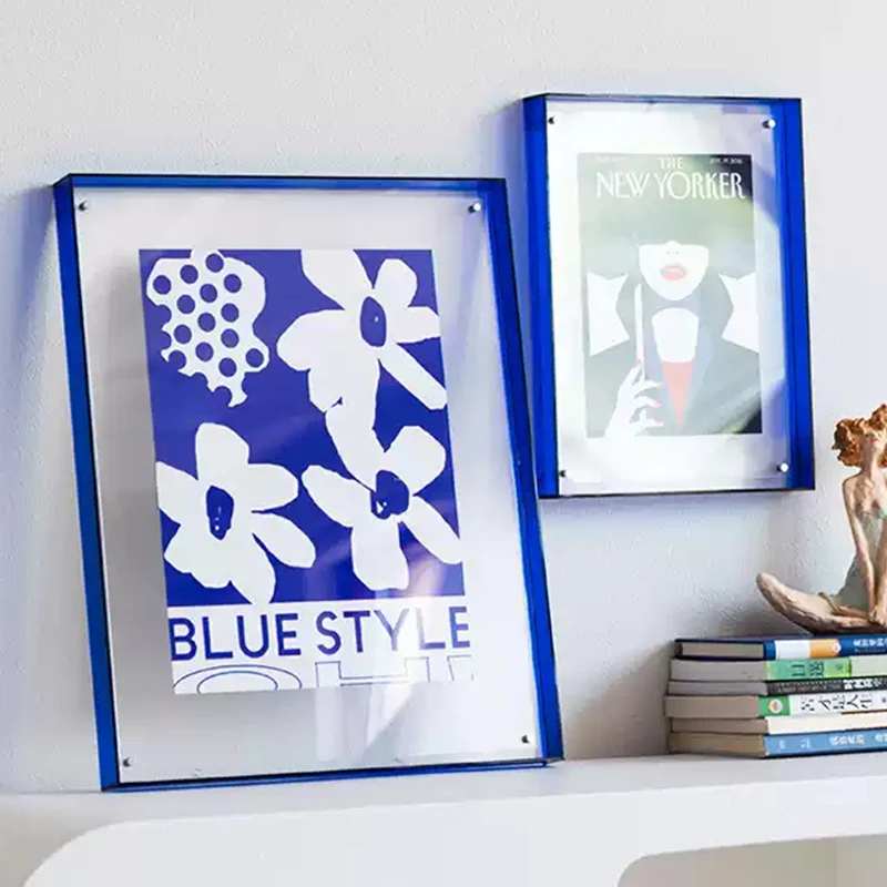 Marco personalizado para póster fotográfico en A4 de acrílico, colorido y transparente, para colgar en la pared, con diseño estético