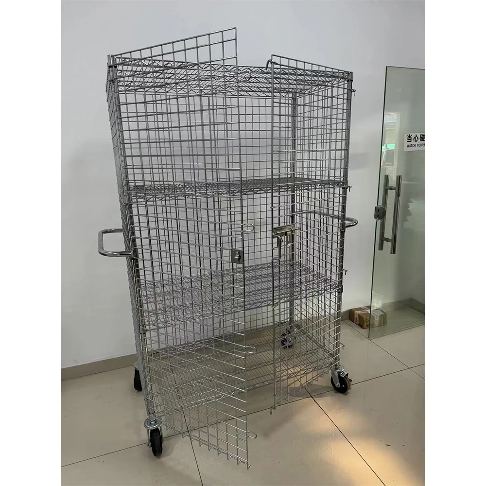 Wholesale Foldable Lockable Wire Mesh Transport Metal Storage Wire Mesh Pallet Cage