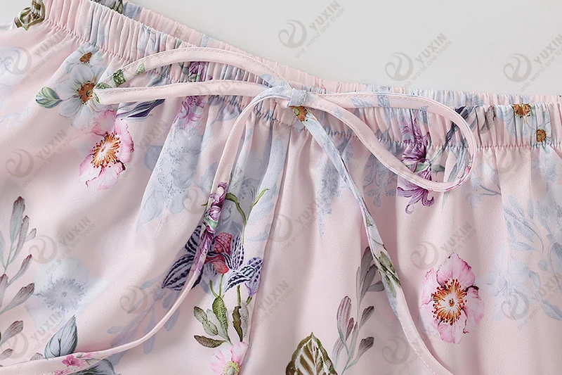 Floral Satin Print Pajama Set Kids Loungewear Parent-child Flower Girl ...