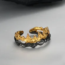 Icebela Factory Punk S925 Sterling Silver Female Opening Irregular Lava Ring 18k Gold Plated Unisex Jewelry