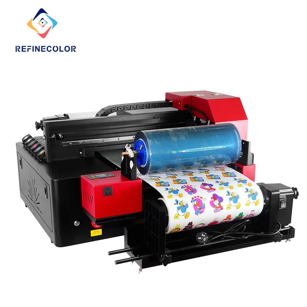 Refinecolor 2 in 1 Small A3 SIZE Uv Dtf Sticker Cup Wrap Transfers with Laminator Printer Machine