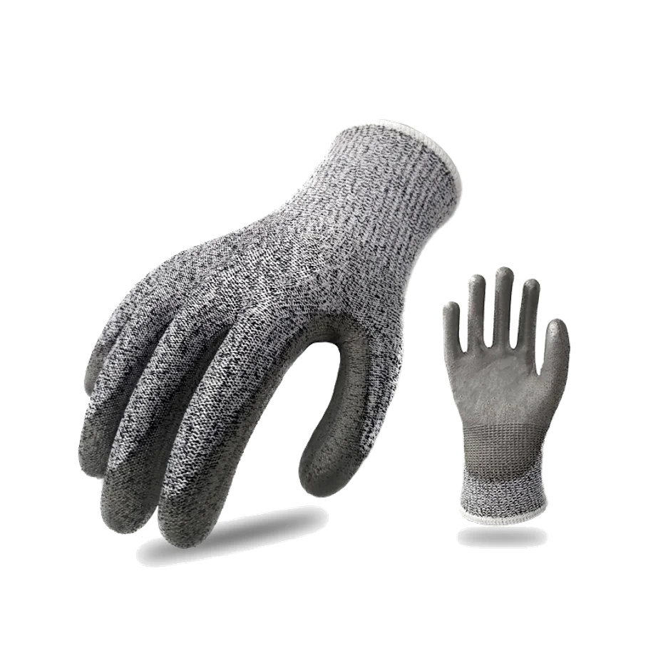 A2 Level 13G HPPE Knit Shell Safety Working Gloves with  PU Coated Palm for Construction