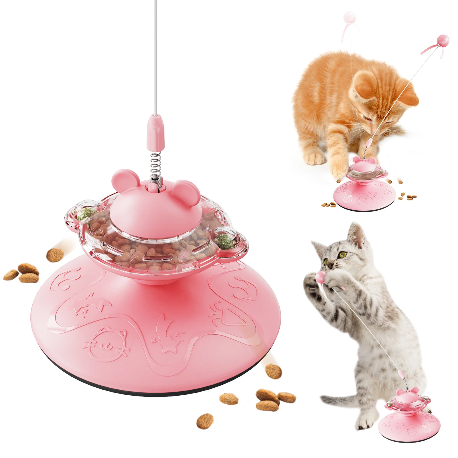 Hot Sales Interactive Cat Toy Happy Turntable Food Distribution With Cat Toys for Teasing Cats