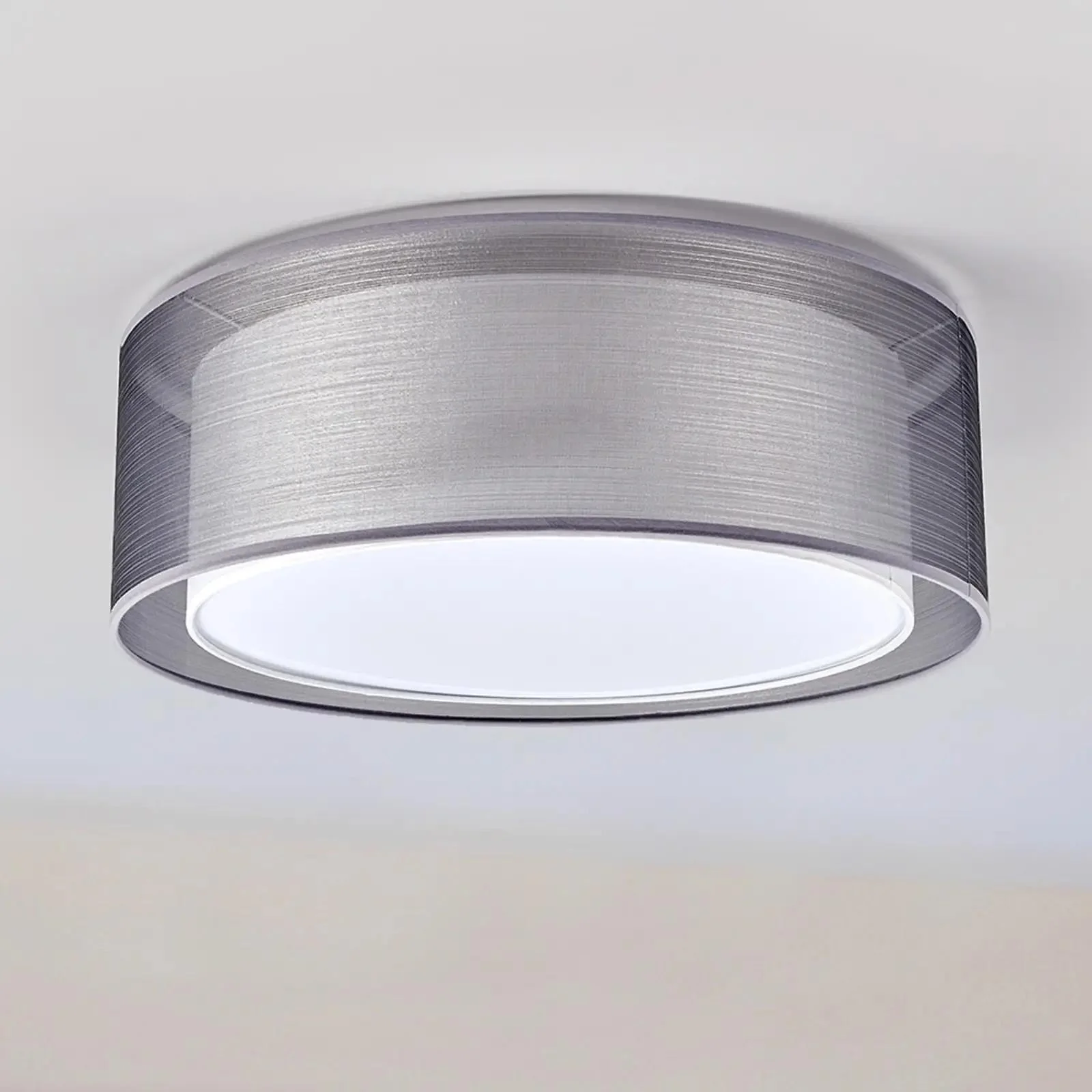 Contemporary Handmade  Fabric Ceiling Light Drum Double Shade Hanging  Yarn Lamp for Home Pendant Lighting Decor