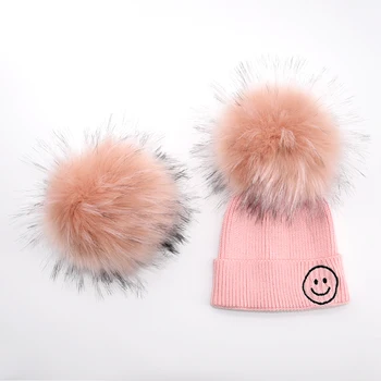 Wholesale High Quality 12-13cm Faux Raccoon Fur Pom Poms For Hats Faux Fur Pompom Balls Accessories