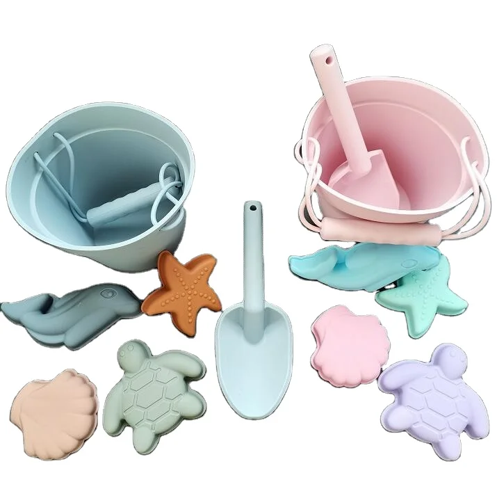 Новые экологически чистые силиконовые детские пляжные игрушки многоразовые игрушки-ведра для