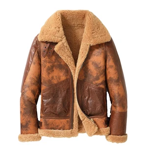 Men's Authentic Sheepskin Coat, Winter Warm Leather Jacket, Luxury Warm