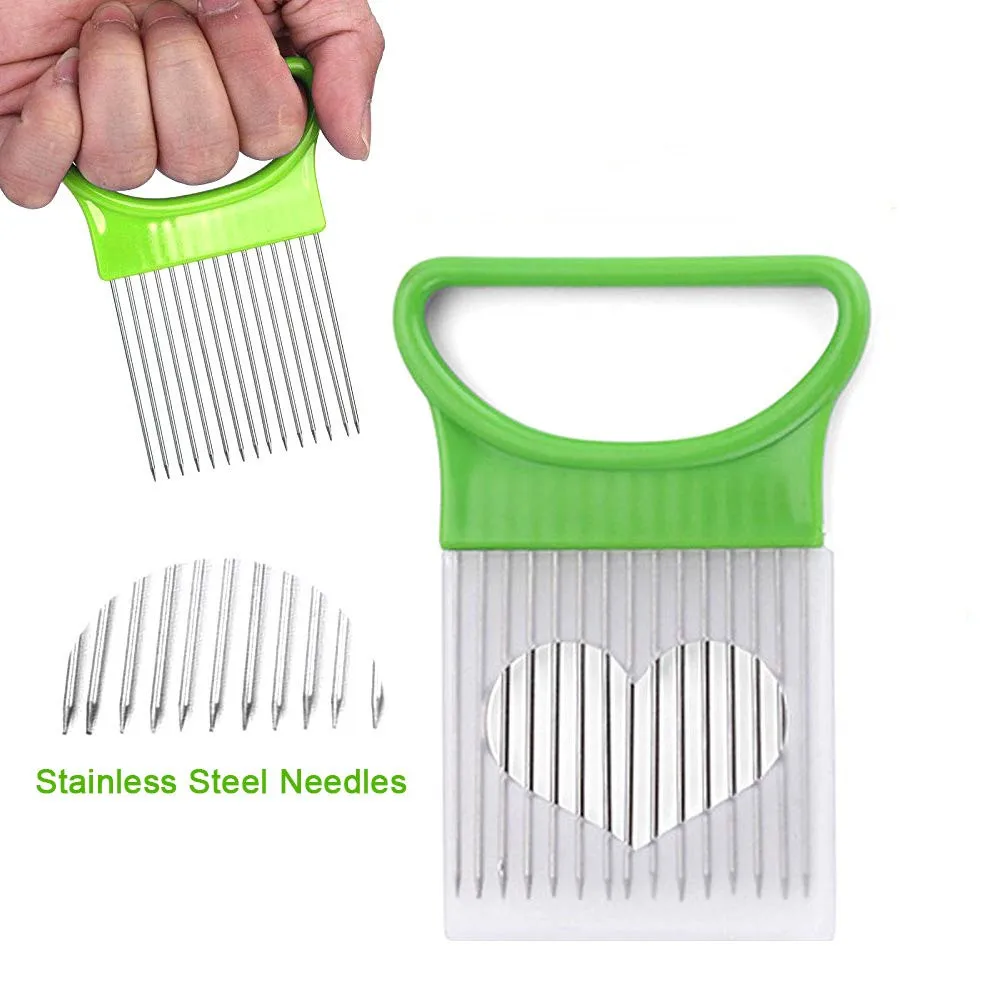 Лидер продаж, оптовая продажа, держатель для лукового резака из нержавеющей стали высокого качества для нарезки лука, держатель для нарезки лука