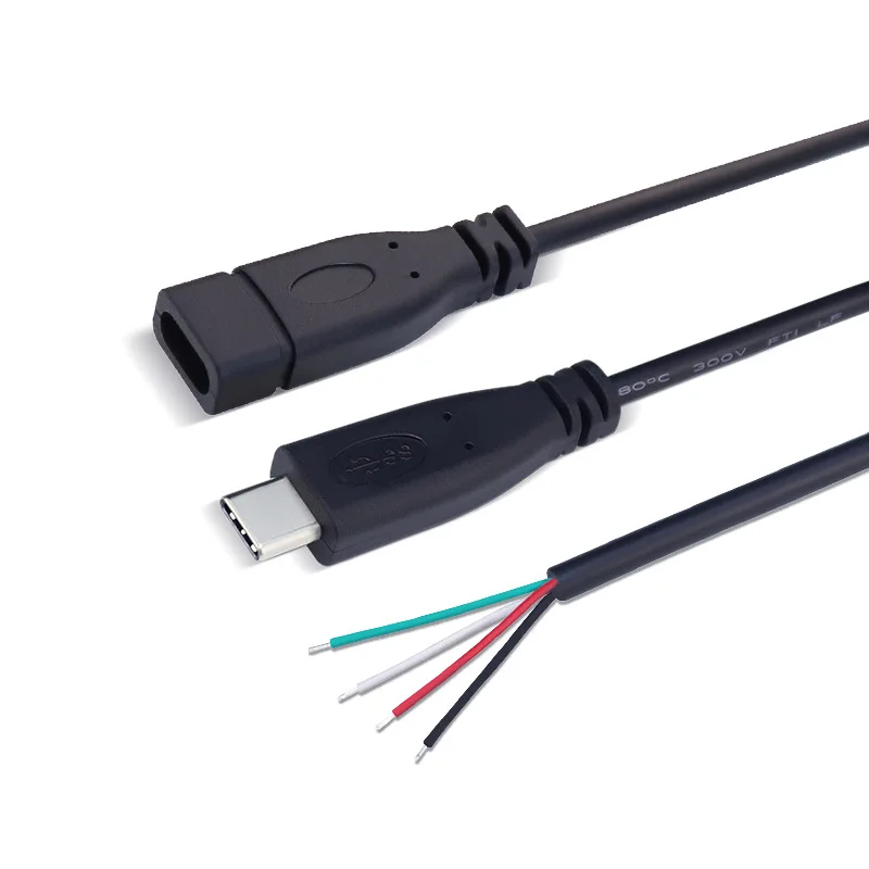 USB Type C to Open End Cable USB C Male Cable 2 Core Type C Female Cable