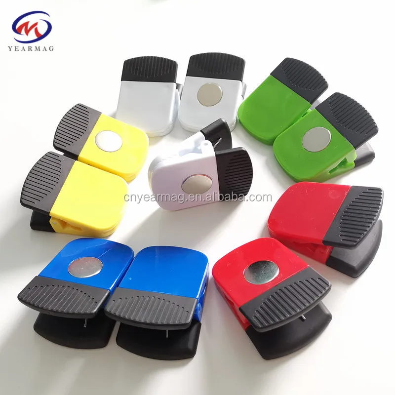 Цветные пластиковые магнитные клипсы на холодильник с логотипом на заказ для рекламных подарков
