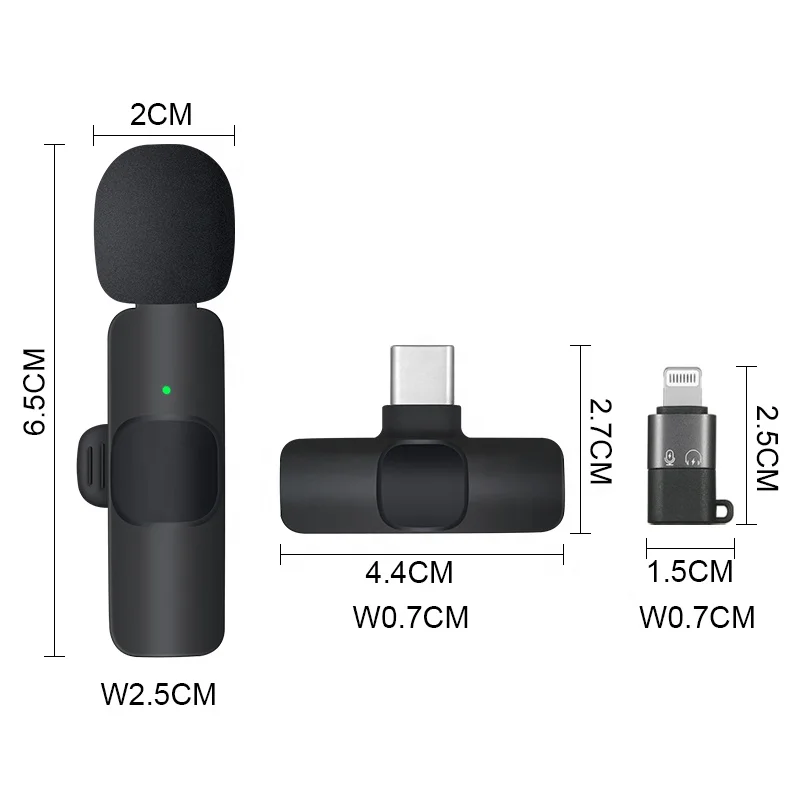 Wholesale  K8 Wireless Lavalier Microphone Rechargeable Mini Wireless Lapel Microphone for Phone Mobile