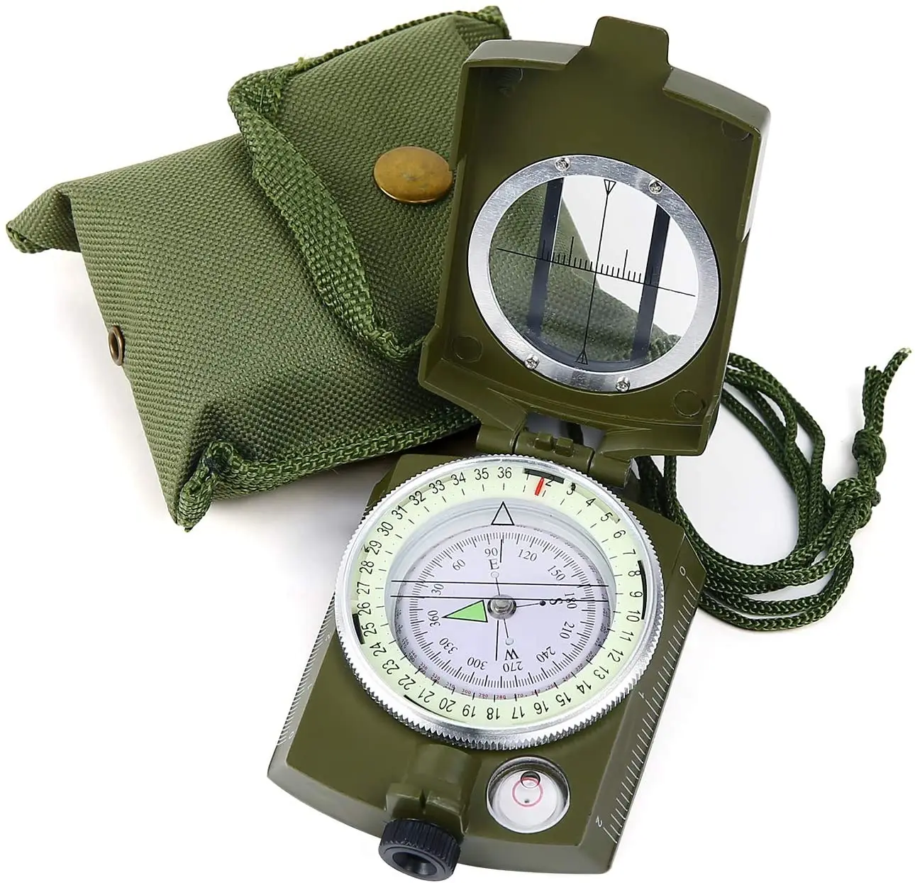 Professional Military Army Metal Sighting Clinometer Camping Hiking Compass S0X2 