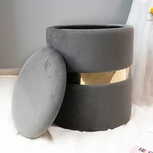 Velvet Stool Tufted Crushed Velvet Ottoman Round Stool Pouffe Ottoman Footstool Chair Foot Stool