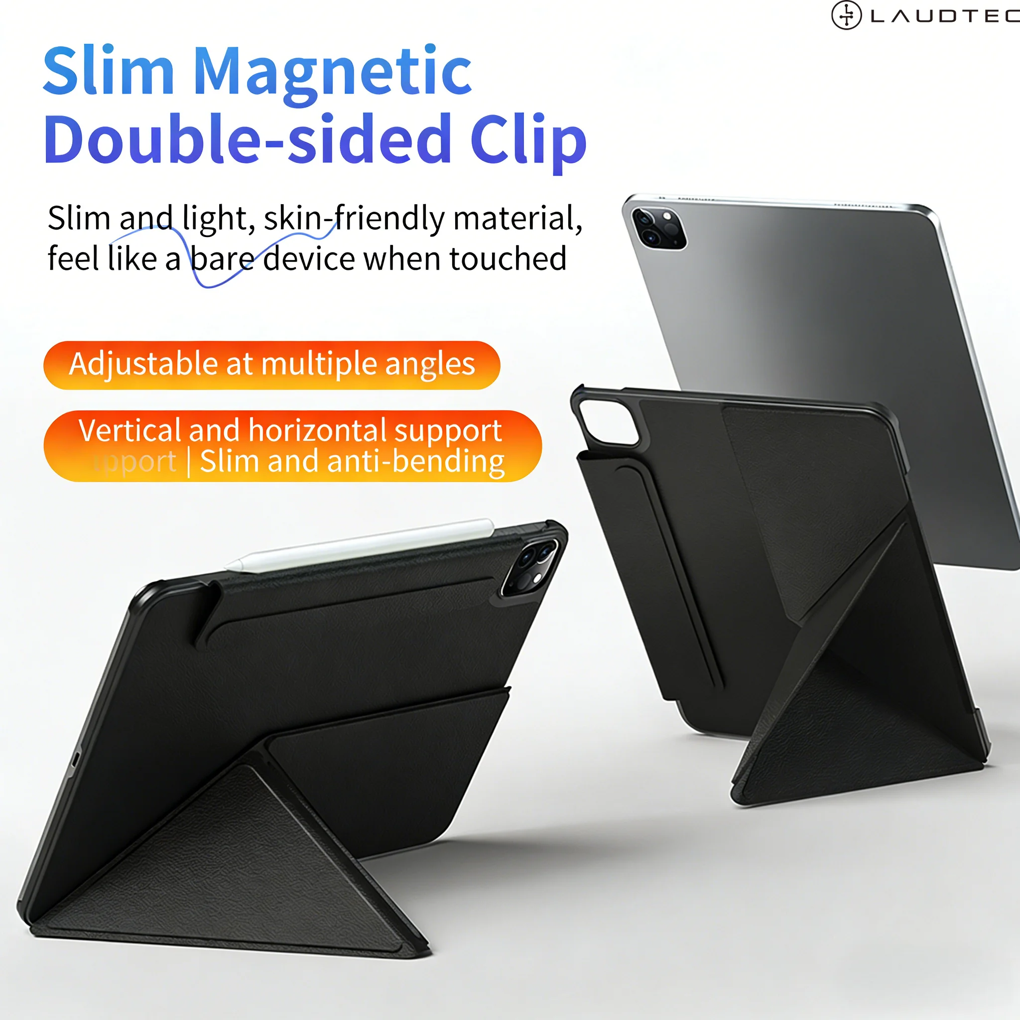 Slim Magnetic Double-sided Clip with Multi-angle Horizontal and Vertical Support Suitable for iPad IPro 13 M5/M4 OEM/ODM/Private