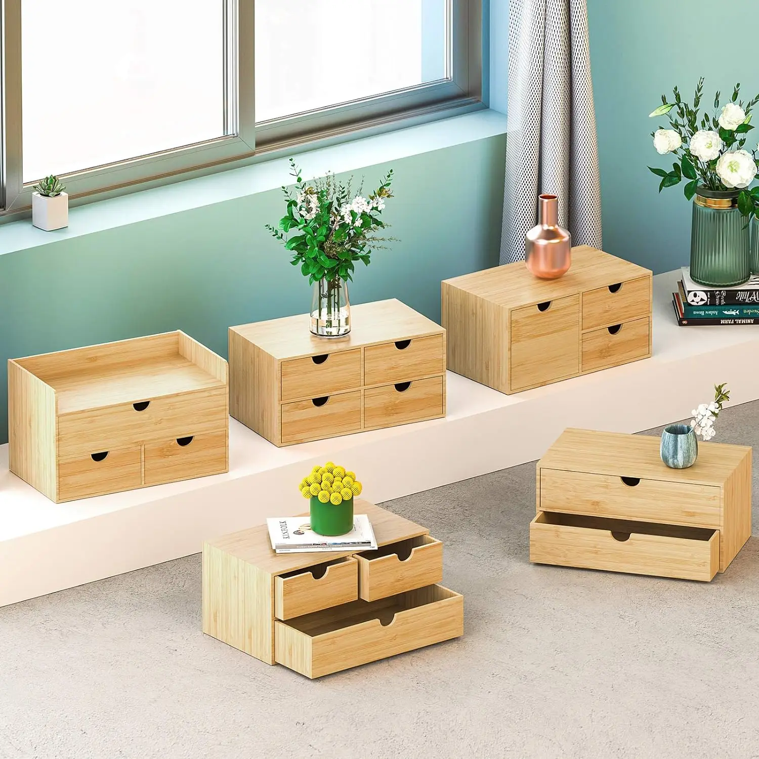 Bamboo Desk Organizer Mini Bamboo Desk Drawer Tabletop Storage ...
