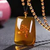 Collar de imitación de ámbar fósil - Colgante "Sin Preocupaciones"