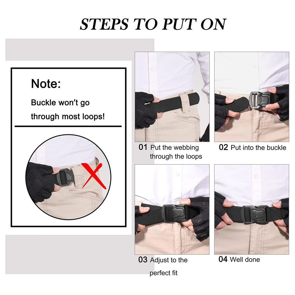 Durable Waterproof Men Nylon Web Work Belt with Quick Release Heavy Duty Buckle Wear-resistant Tactical Belt