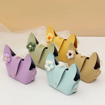 Wholesale Small Leather Candy Box Wedding Candy Handbag Bridesmaid Gift Box for Party