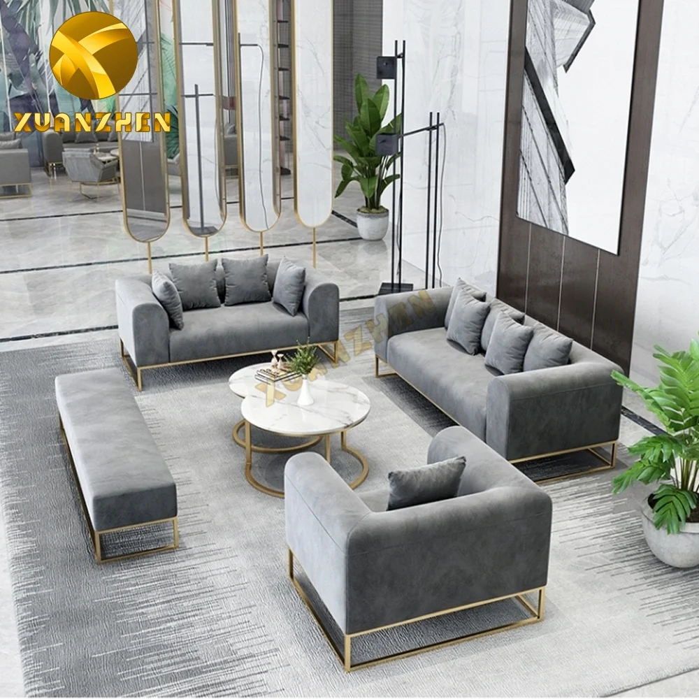 Luxury Living Room Sofas - Modern Metal Sofa Set SF013