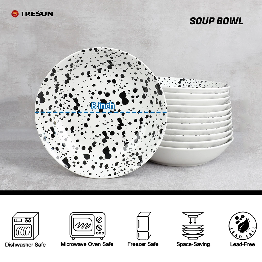 Chinese 8 Inch Decorative Restaurant Breakable White Deep Durable