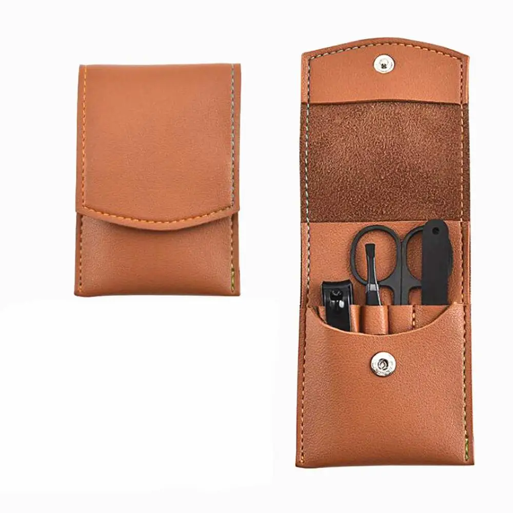 4pcs manicure pedicure kit set with leather case