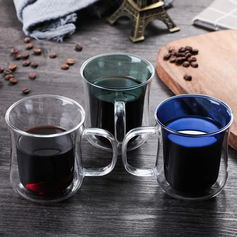 8Oz High Borosilicate Glass Coffee Cup Reusable Double Insulated Vintage Home Use Manufacturer Direct Tea Cup