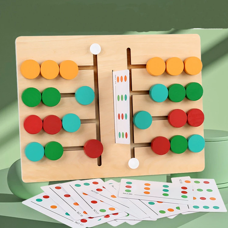 QINGTANG Wooden Four Color Puzzle Game Toys Color Sorting Matching Game for Kids Learning