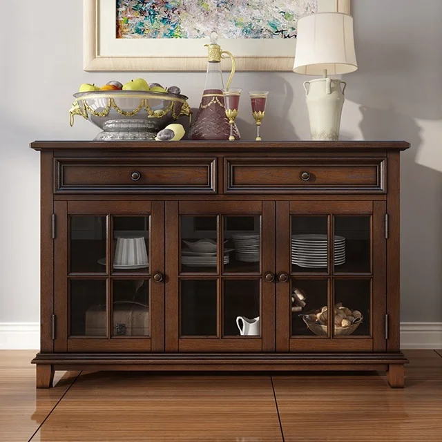 
Коричневый деревянный шкаф для хранения, обеденный китайский буфетный шкаф Hutch, буфетный сервер 