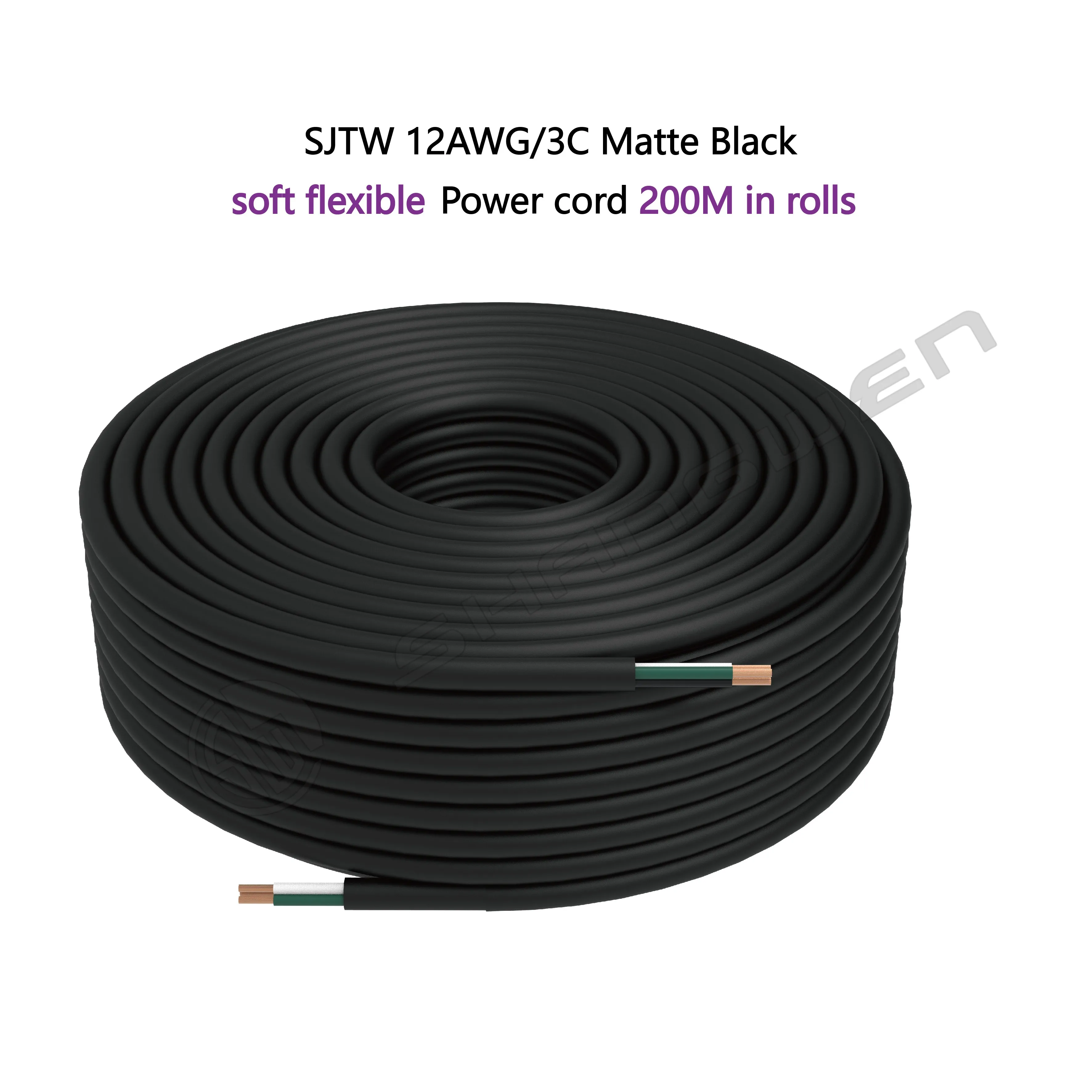 12awg 3 Core SJTW 300V PVC Soft Power Cable Cord 12AWG 3C SJTW 300V 105℃ 12AWG 3 Conductor SJTW Soft Cord Cable