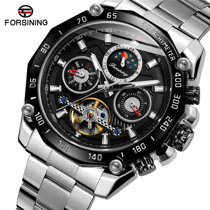 FORSINING Tourbillon Automatic Mechanical Men Wristwatch  Sport Male Clock Top Brand Luxury Date Week Man Watch 6913