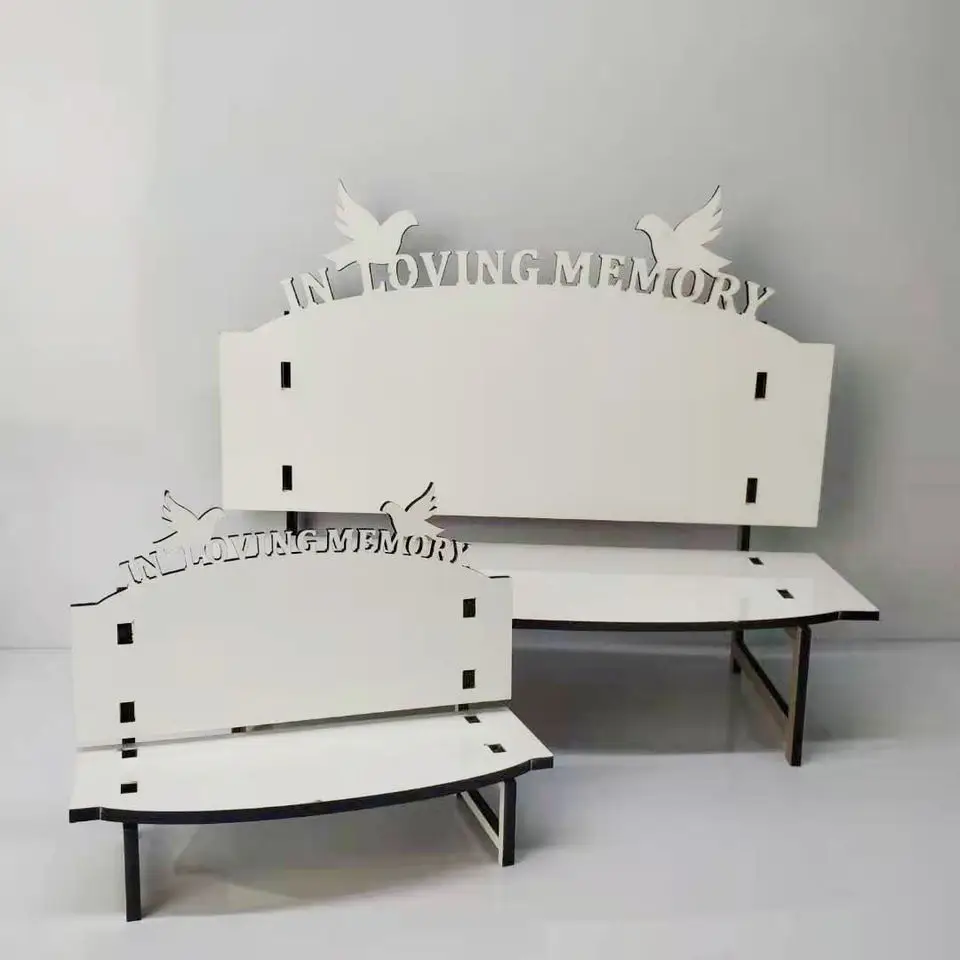 Custom Wood MDF Cheap in Loving Memory Small Chair Frame Sublimation Memorial Benches