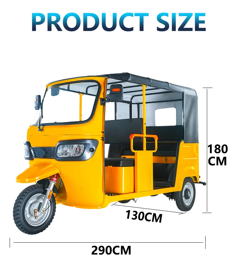 Auto Rickshaw Three Wheel Electric Customized Spare Tire Long Range Distance Durability Urban Transportation