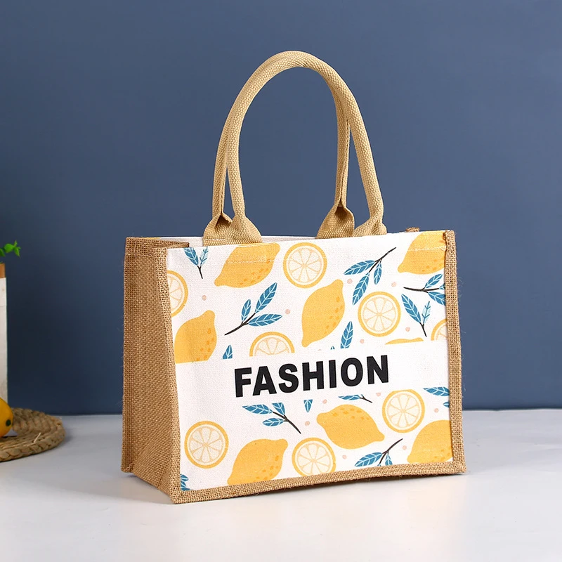 Personalized Graffiti Canvas Jute Shopping Bag With Custom Printed Logo