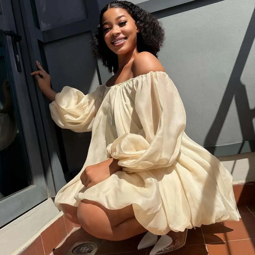 ladies off shoulder dress 2026 Spring XL-5XL Plus Size Dresses Ruffle Elegance Sweet Puffy Dress for Party Evening Dinner formal off shoulder dress