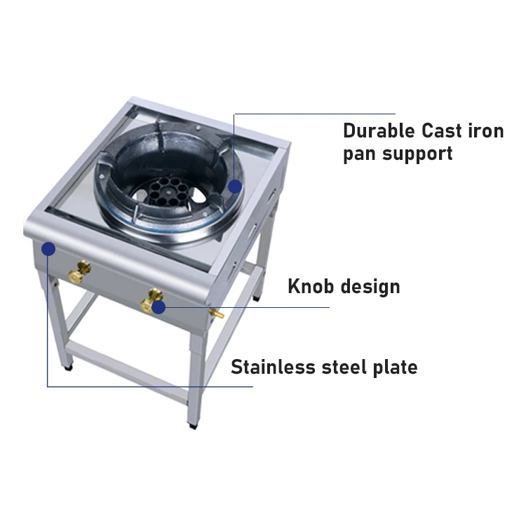 China Factory Strong Flame Gas Stove Stainless Steel Body Cast Iron Burner