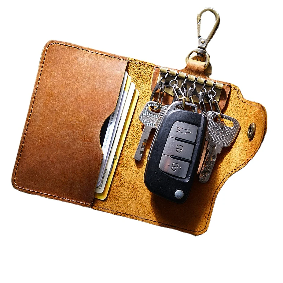 Leather Handmade creative Key Chain Leather Men's and women's car multi-functional waist hanging key bag card bag zero wallet