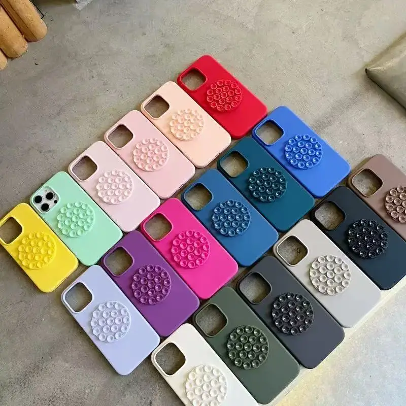 New Arrival Liquid Silicone Phone Case for Iphone 17 Air 14 15 16 Pro Max 13 Plus Silicone Case With Suction Cup Mount Holder