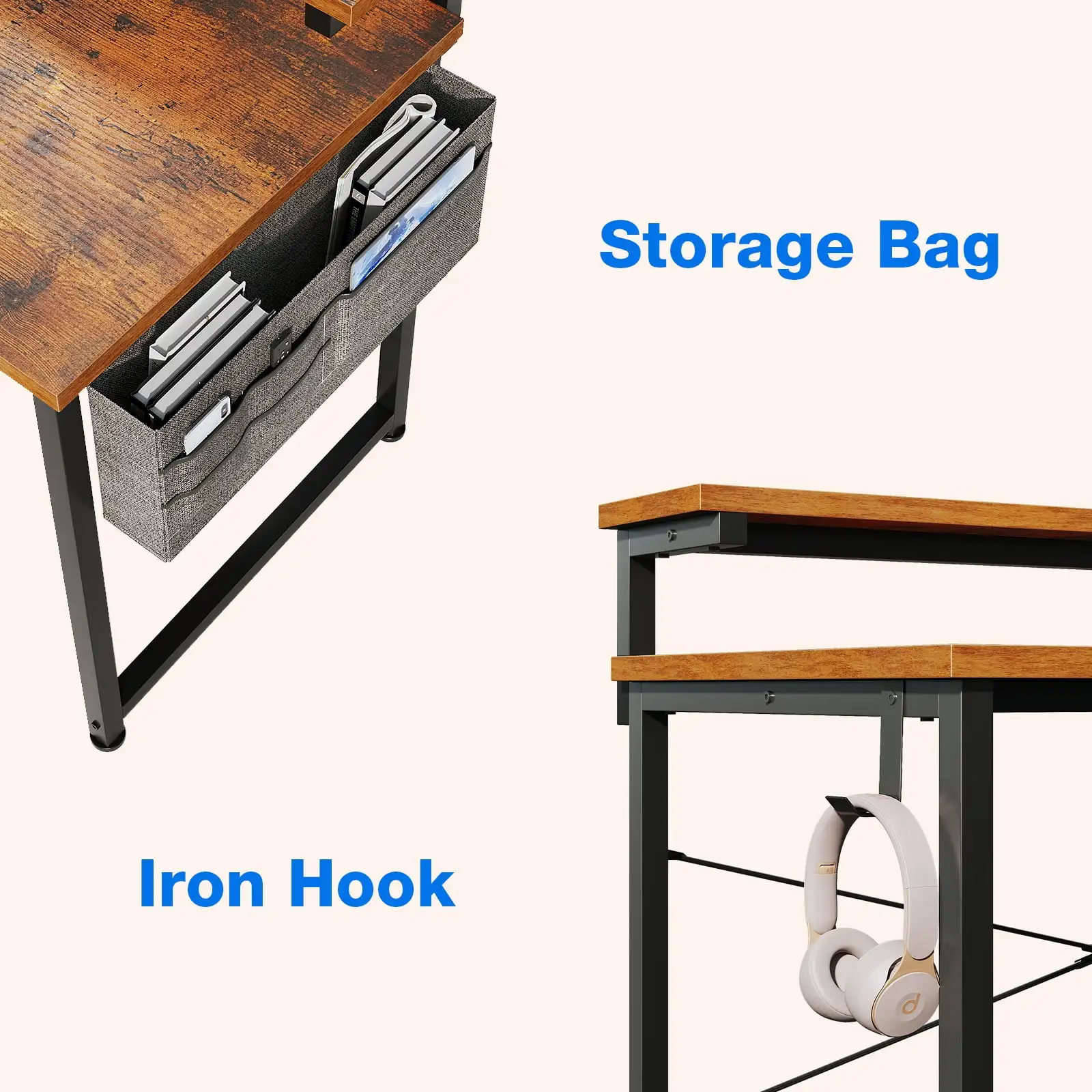 AJUNION Simple Modern Style 48 Inch Home Office Desk Adjustable Monitor ...