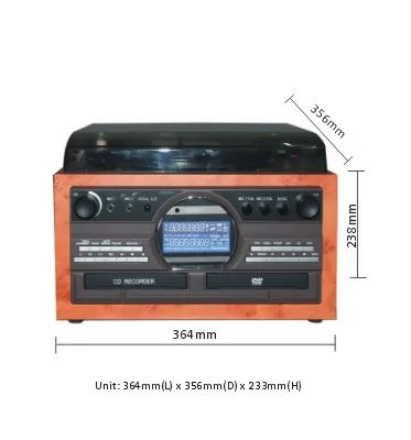 Retro Wooden AM FM Radio with CD/DVD Player & Turntable