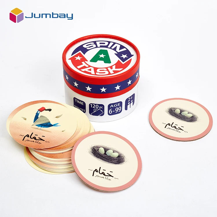 Custom Logo Print Kid Card Game for Set Plastic Playing Cards with round Holder for Kids