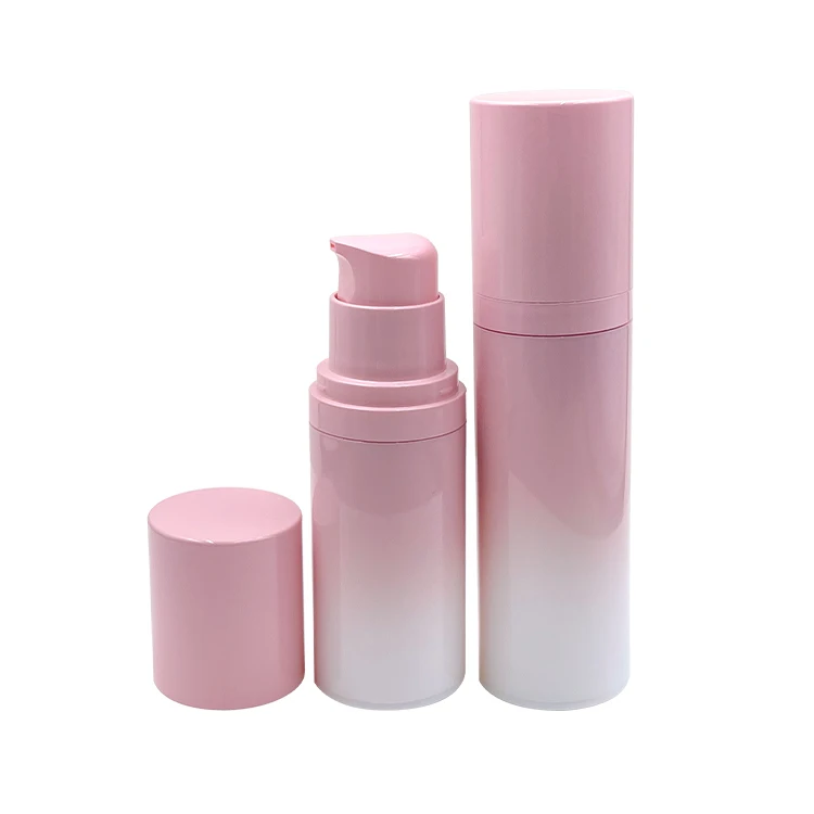 Gradient pink 30ml 50ml  airless split bottle pack travel kit press type portable lotion bottle