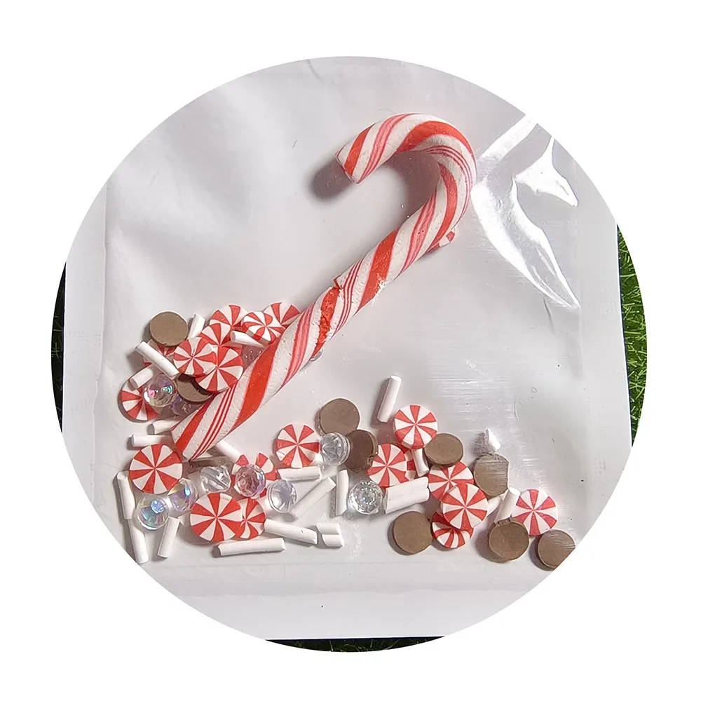 Simulation Candy Cane Slime Charms Cute Set Resin Charms Mixed Assorted Candy Sweets Resin for Diy Slime and Craft Making 1 Bag
