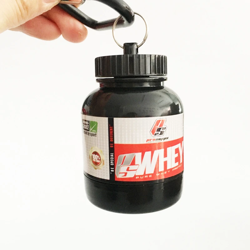 Plastic Protein Container Funnels Promotional Keychains Mini Gold