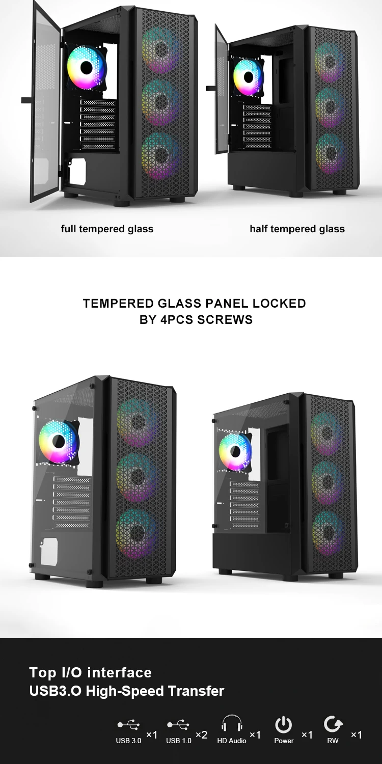 2023 Hot Sale Atx Gaming Case Computer Parts Computer Pc Case With