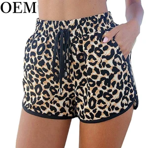 New Drawstring Casual Pants for Women Womens Fashion Summer Beach Shorts Versatile Sexy Leopard Print Beach Shorts