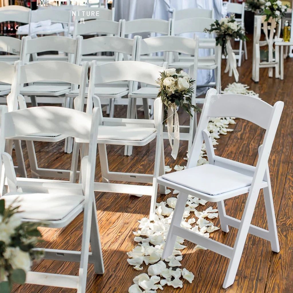 White Outdoor Folding Wedding Garden Chairs Foldable Peacock Party