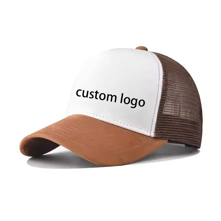 High Quality Suede Mesh Trucker Hats Vintage Color Blocking Baseball Cap  Custom Logo Fashionable for Cycling Outdoor Wholesale