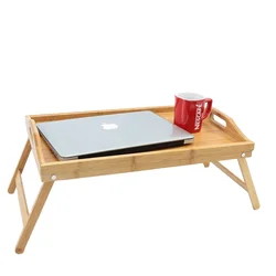 Bamboo foldable laptop desk breakfast table trays for bed