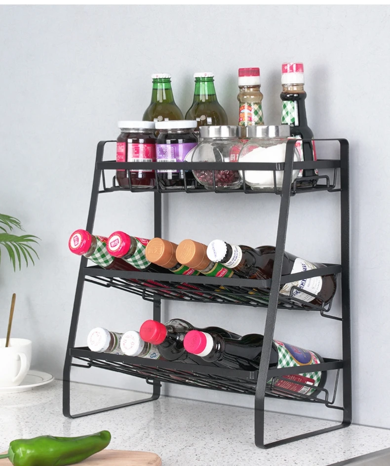Soy Source Rack 304 Stainless Steel Kitchen Spice Rack Floor-standing Multi-layer ...