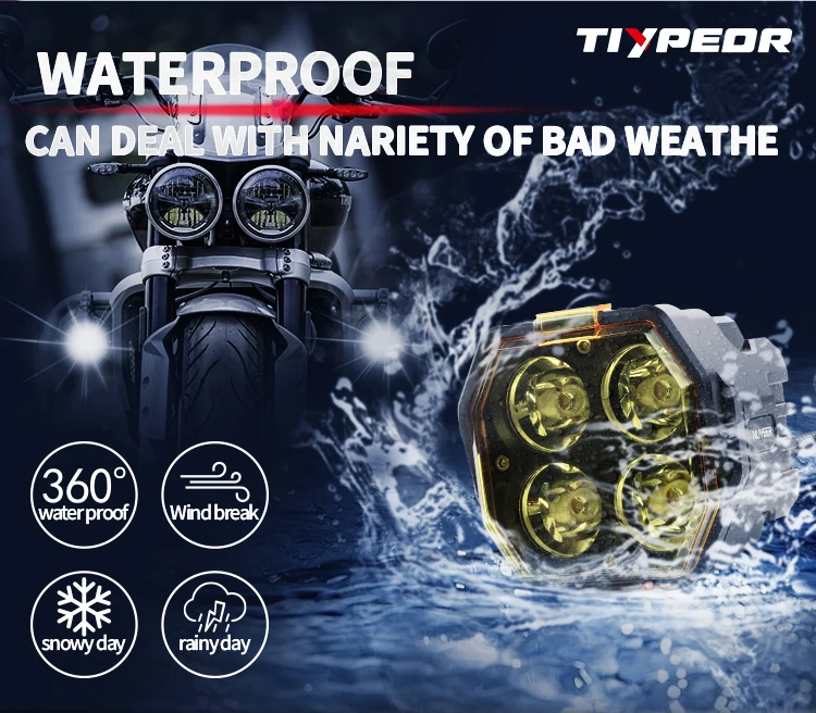 product tiypeor 40w yellow motorcycle pickup driving lights super bright spotlight work light bar square headlight for off road fog lamp-4